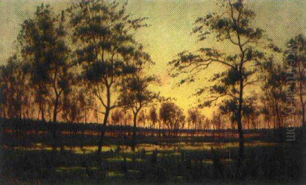 Aftonrodnad Med Segerstad I Fonden - Oland Oil Painting by Per Ekstroem