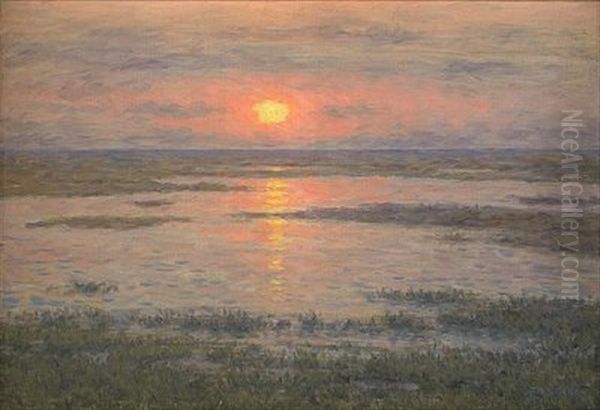 Landskap I Aftonstamning Oil Painting by Per Ekstroem