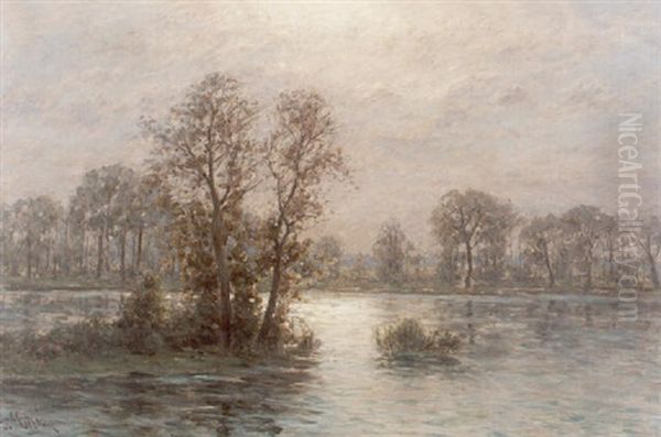 Solbelyst Landskap Med Vatten Oil Painting by Per Ekstroem