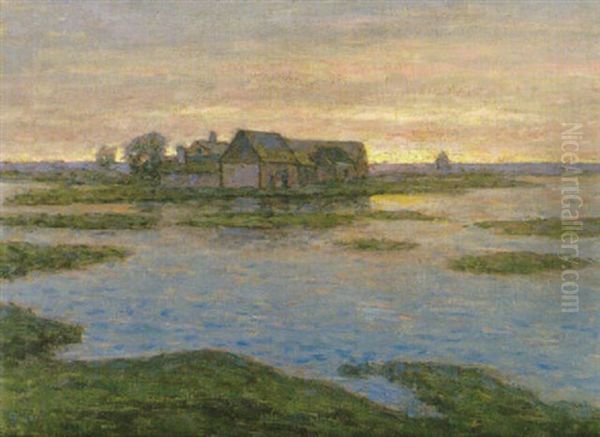 Solnedgang Oil Painting by Per Ekstroem