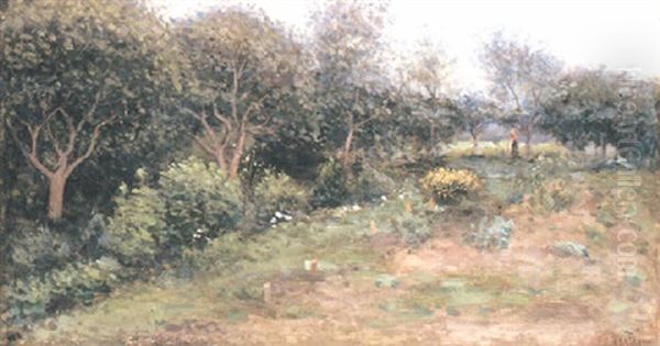 Kvinna I Sommartradgard Oil Painting by Per Ekstroem