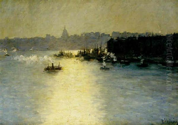 Stockholms Strom Oil Painting by Per Ekstroem