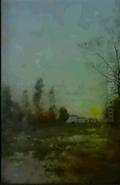 Franskt Landskap Med Herrgard Oil Painting by Per Ekstroem