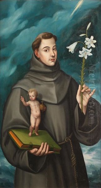 Saint Anthony Of Padua With The Christ Child Oil Painting by El Greco (Domenikos Theotokopoulos)