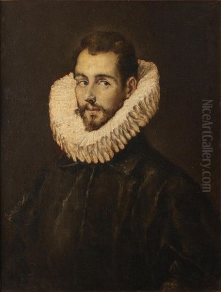 Portrait Of A Gentleman, Bust-length, In Black Costume Oil Painting by El Greco (Domenikos Theotokopoulos)