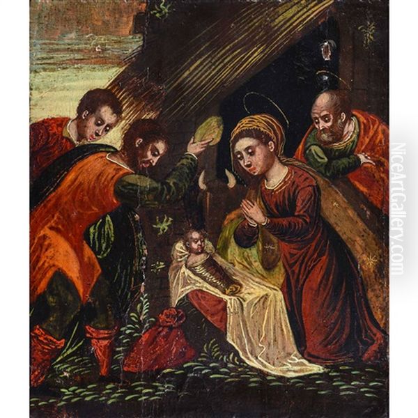 Die Anbetung Der Hirten Oil Painting by El Greco (Domenikos Theotokopoulos)