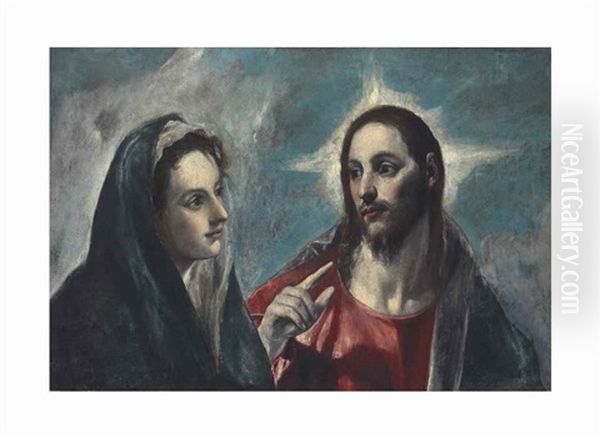 Christ Taking Leave Of His Mother Oil Painting by El Greco (Domenikos Theotokopoulos)