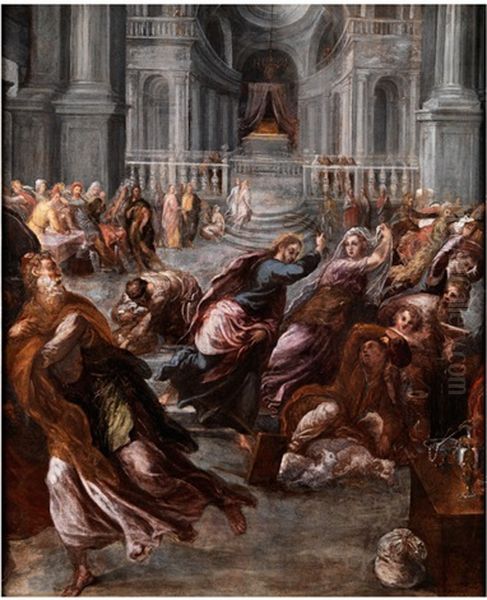 Vertreibung Der Handler Aus Dem Tempel Oil Painting by El Greco (Domenikos Theotokopoulos)