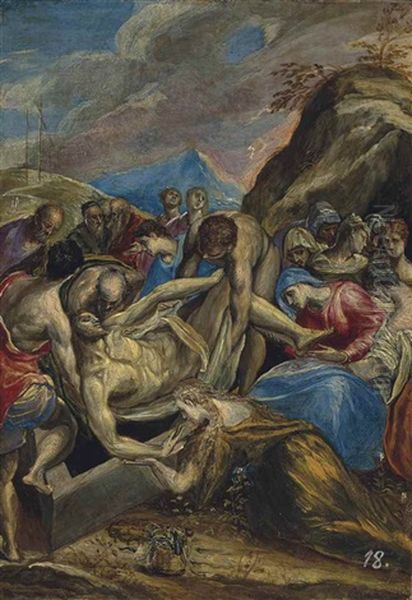 The Entombment Of Christ Oil Painting by El Greco (Domenikos Theotokopoulos)