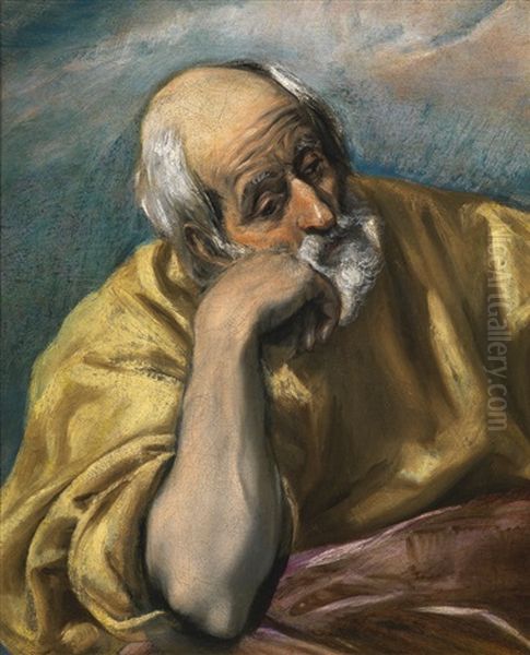 Saint Joseph Oil Painting by El Greco (Domenikos Theotokopoulos)