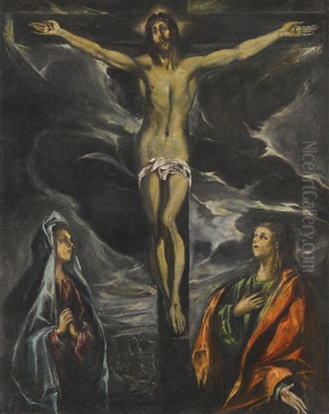 The Crucifixion Oil Painting by El Greco (Domenikos Theotokopoulos)