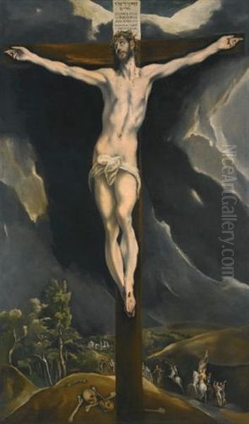 Christ On The Cross Oil Painting by El Greco (Domenikos Theotokopoulos)