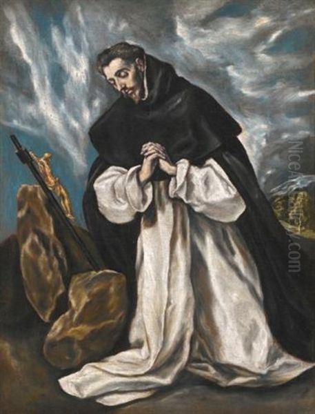Saint Dominic In Prayer Oil Painting by El Greco (Domenikos Theotokopoulos)