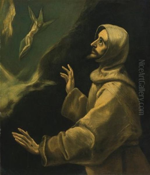 Saint Francis Of Assisi Receiving The Stigmata Oil Painting by El Greco (Domenikos Theotokopoulos)