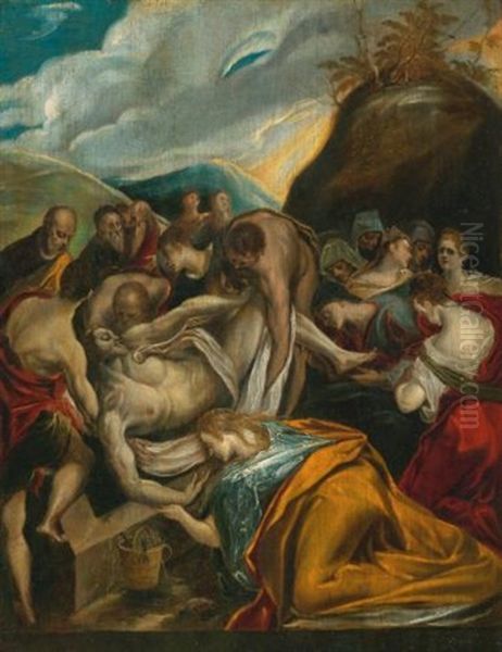 The Entombment Of Christ Oil Painting by El Greco (Domenikos Theotokopoulos)