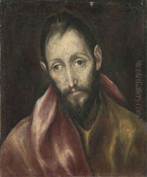 Head Of An Apostle (attributed) Oil Painting by El Greco (Domenikos Theotokopoulos)
