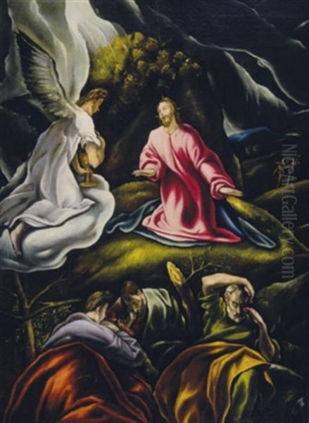 The Agony In The Garden Oil Painting by El Greco (Domenikos Theotokopoulos)