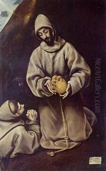 Saint Francis And Bother Leo In Meditation Oil Painting by El Greco (Domenikos Theotokopoulos)