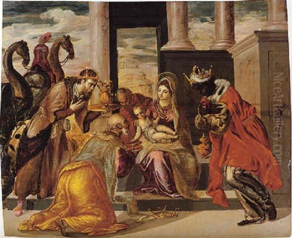 The Adoration Of The Magi Oil Painting by El Greco (Domenikos Theotokopoulos)