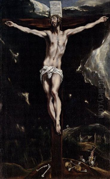 Christ On The Cross Oil Painting by El Greco (Domenikos Theotokopoulos)