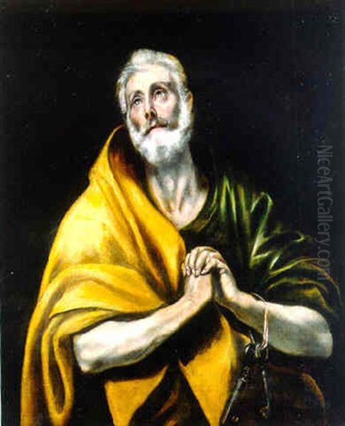 Saint Peter Oil Painting by El Greco (Domenikos Theotokopoulos)