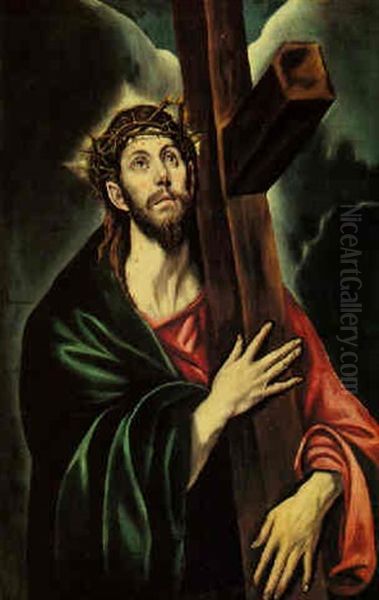 Christ Carrying The Cross Oil Painting by El Greco (Domenikos Theotokopoulos)