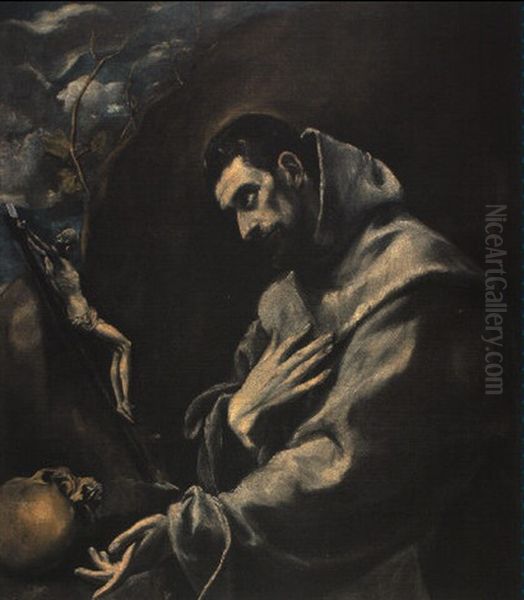 San Francisco De Asis En Meditacion Oil Painting by El Greco (Domenikos Theotokopoulos)