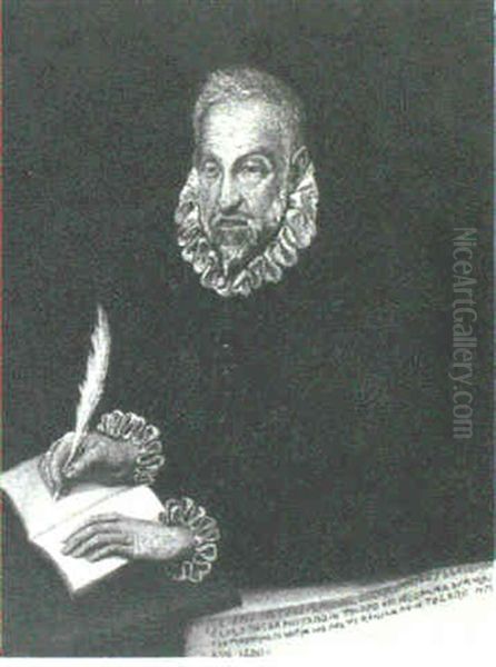 Portrait Of Miguel De Cervantes Saavedra Oil Painting by El Greco (Domenikos Theotokopoulos)