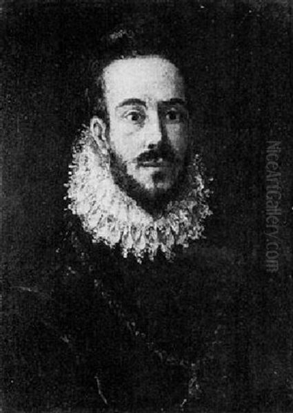 A Portrait Of A Bearded Gentleman, Bust Length, Wearing A   Lace Collar And A Chain Of Office Oil Painting by El Greco (Domenikos Theotokopoulos)