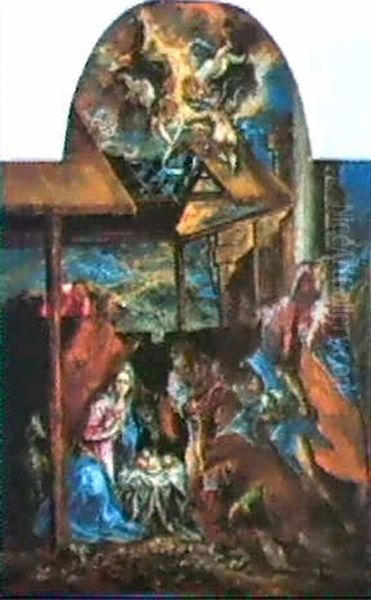 The Adoration Of The Shepherds Oil Painting by El Greco (Domenikos Theotokopoulos)