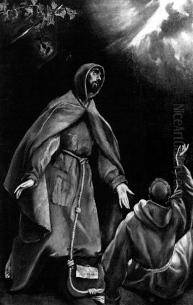 Saint Francis Of Assisi Havingthe Vision Of The Flaming     Torch Oil Painting by El Greco (Domenikos Theotokopoulos)