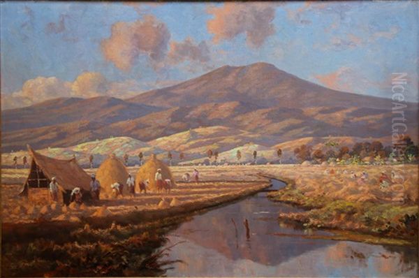 The Rice Harvest Oil Painting by Leo Eland