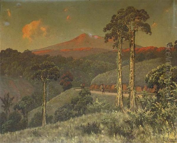 Weg Bij Bandar Baroe, Sumatra Oil Painting by Leo Eland