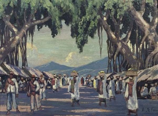 Passar Te Singkarak. (west-sumatra) Oil Painting by Leo Eland