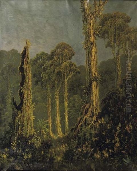 Sumatra Oost - Rainforest Oil Painting by Leo Eland