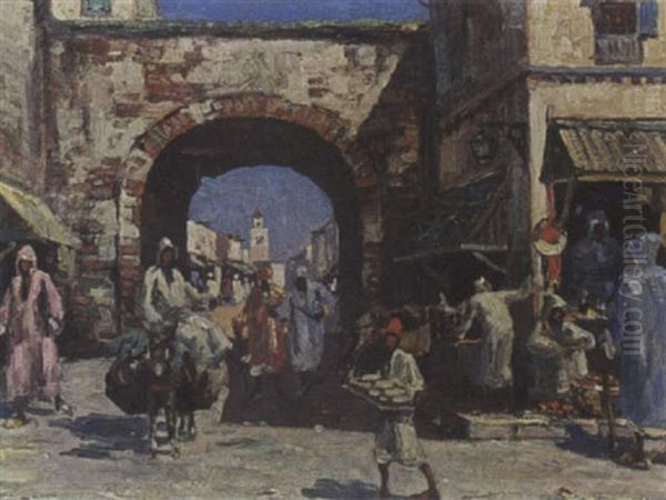 Market Scene, Morocco Oil Painting by Leo Eland