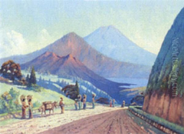 Indonesian Villagers On Route To Market Oil Painting by Leo Eland