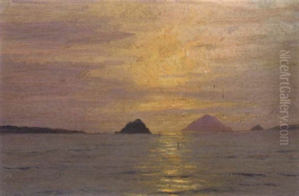 Solnedgang Over Middelhavet Oil Painting by Leo Eland