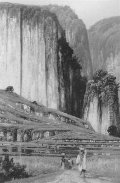 A View Of The Valley Of Harau Oil Painting by Leo Eland