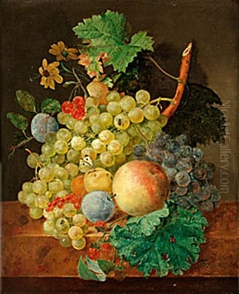 Stilleben Med Frukter Och Gron Druvklase Oil Painting by Jean-Francois Eliaerts