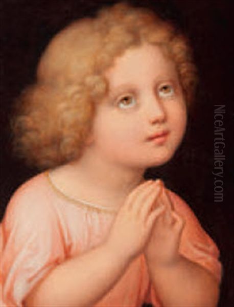 Blondgelocktes Kind Im Gebet Oil Painting by Maria Ellenrieder