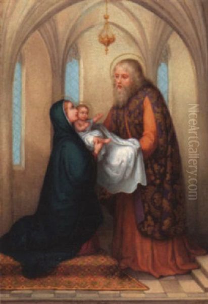 Maria Und Der Heilige Simeon (lucas Ii) Oil Painting by Maria Ellenrieder