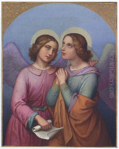 Zwei Betende Engel Oil Painting by Maria Ellenrieder