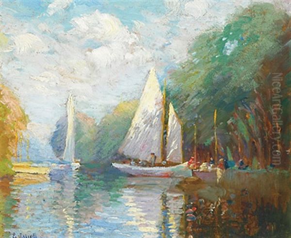 Sailing On The Lake Oil Painting by Emily Louise Orr Elliott