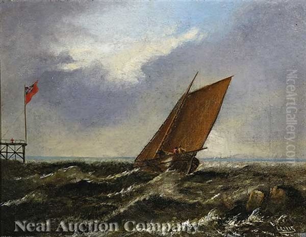 Squall By The Shore Oil Painting by Edwin Ellis