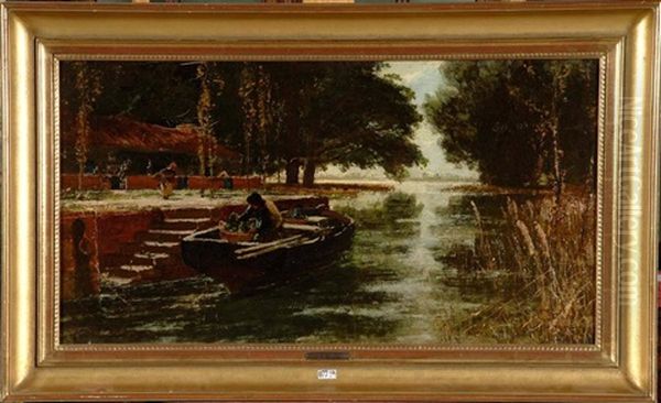 Embarquement Apres Le Marche Oil Painting by Edwin Ellis