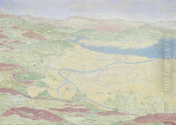 Pointilistische Berglandschaft Oil Painting by Edwin Ellis