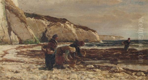 Mussel Gatherers Oil Painting by Edwin Ellis