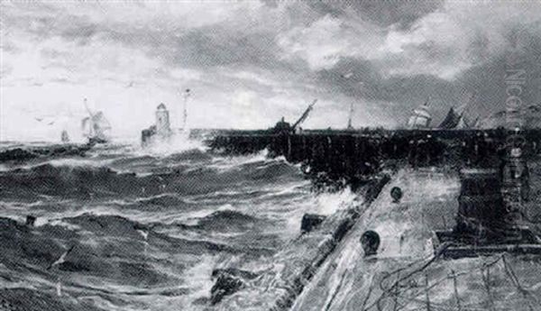 A Stormy Day Oil Painting by Edwin Ellis