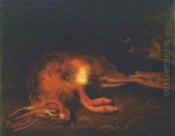 A Hare In A Landscape Oil Painting by Stephen Elmer